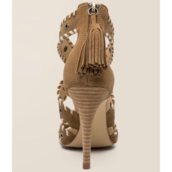 Boho Leather Tassels High Heel Sandal - Picture 4 of 4